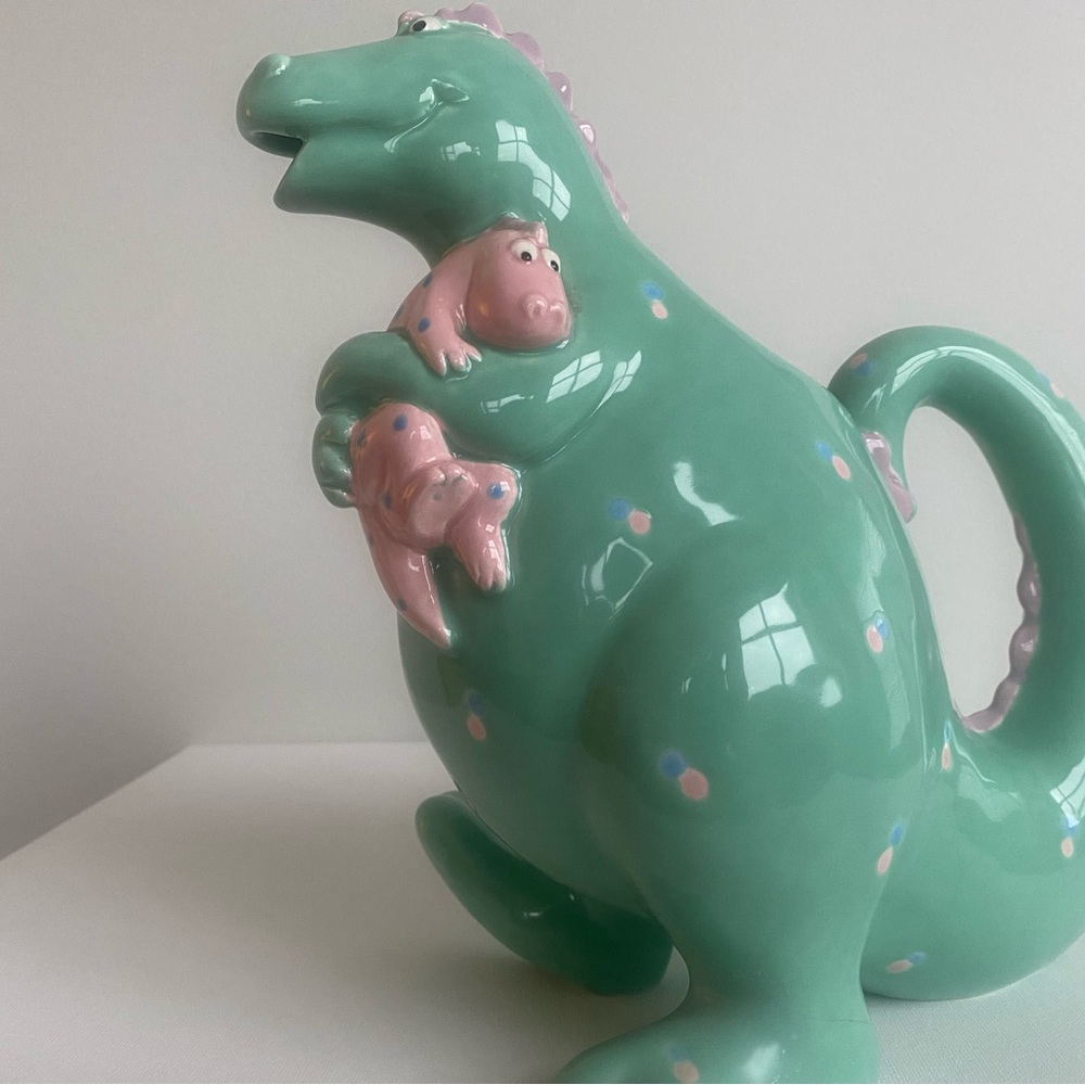 Fitz & Floyd Vintage Green Dinosaur With Baby